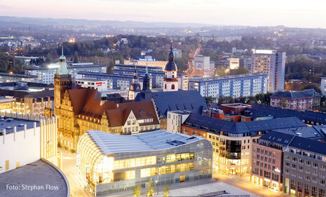 Blick über Stadt Chemnitz