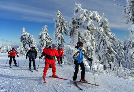 Skifahrer auf der Piste.